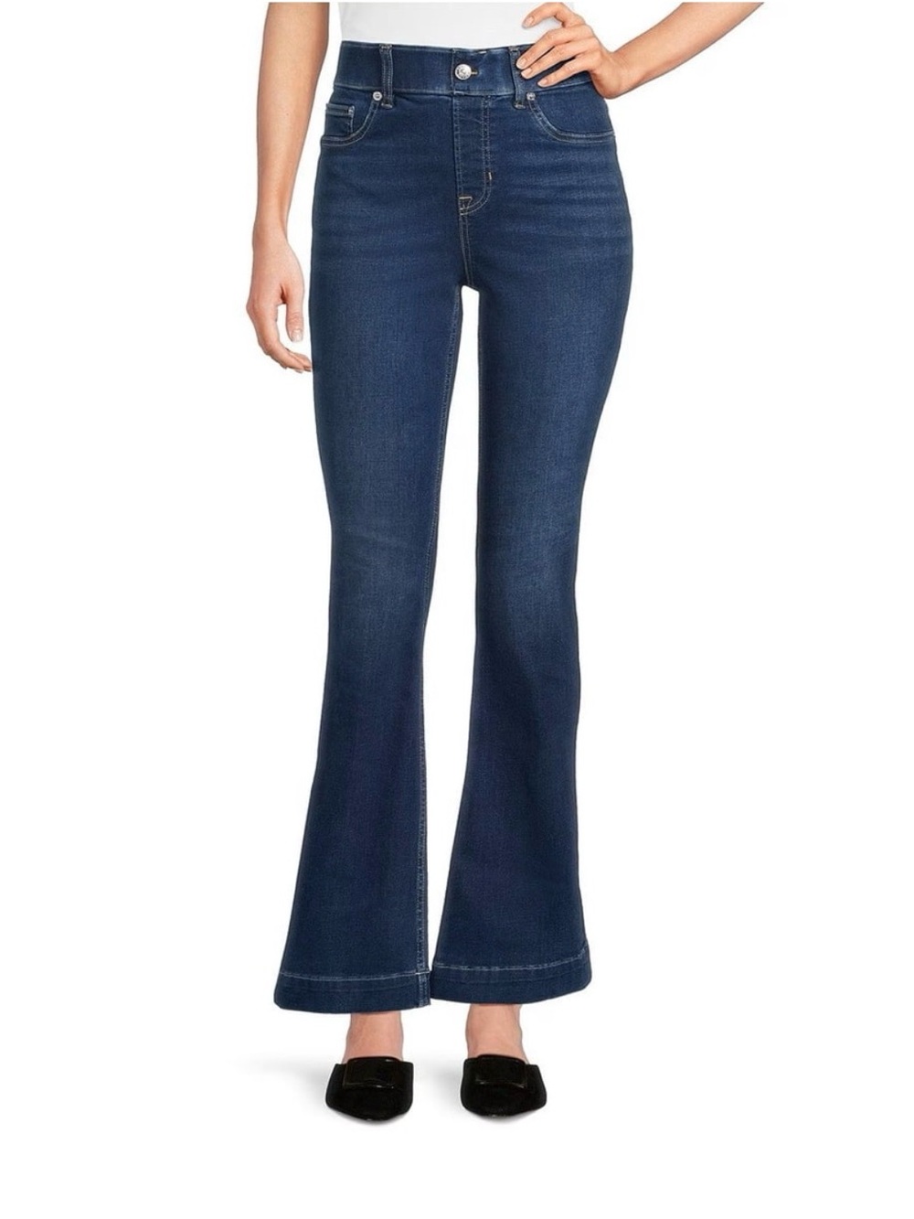 SPANX Dark Blue High-Rise Flare Jeans Size M